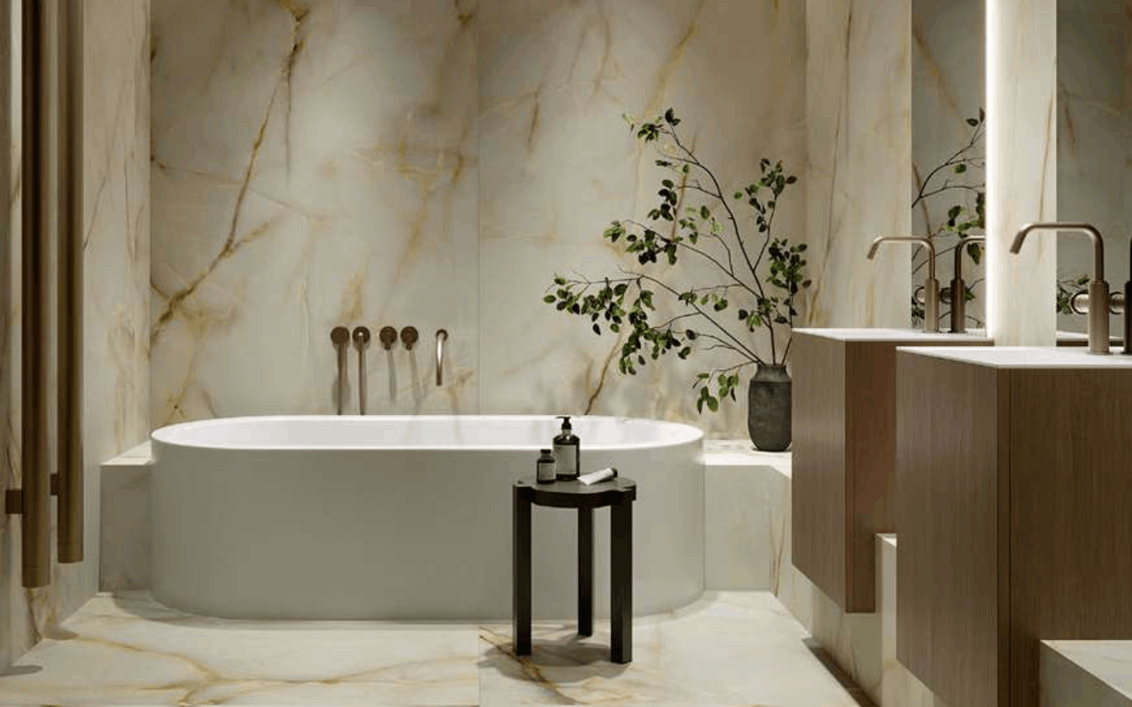 Теплый мрамор Pastorelli в ванной комнате