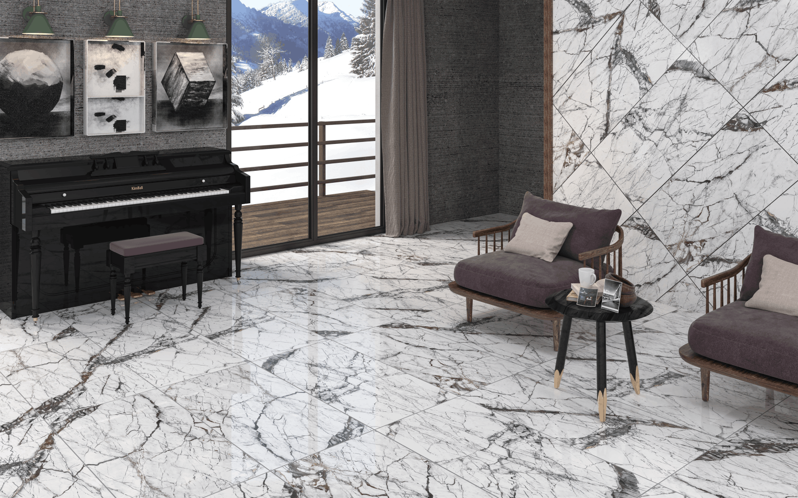 Білий мармур QUA Granite у вітальні