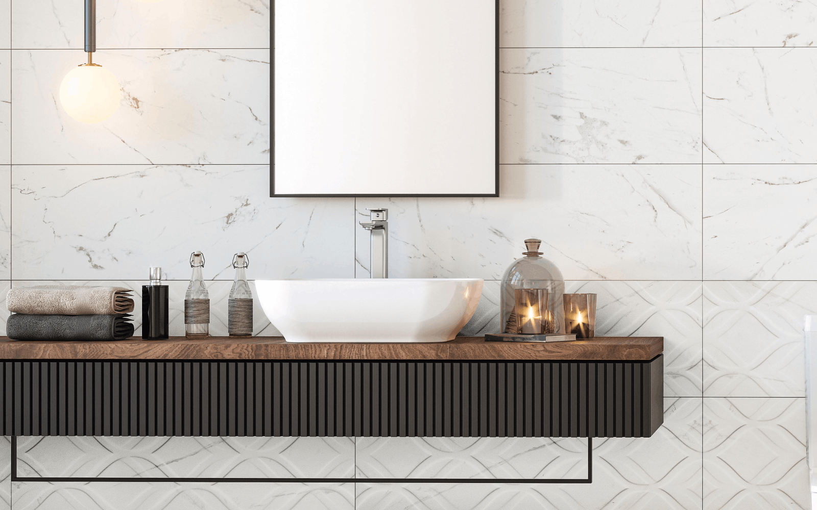 Текстурована плитка QUA Granite у ванній