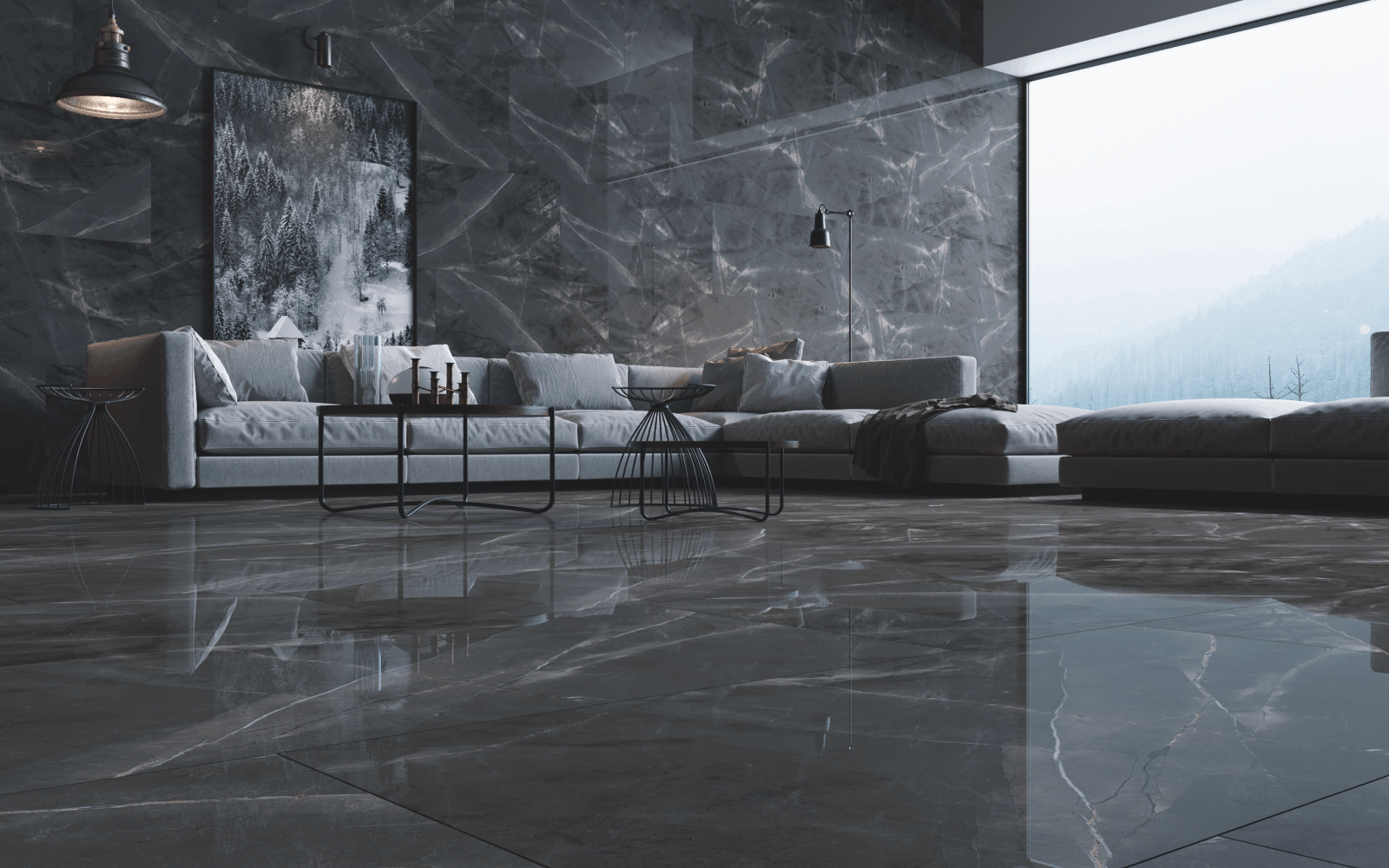 Темна глянцева підлога QUA Granite