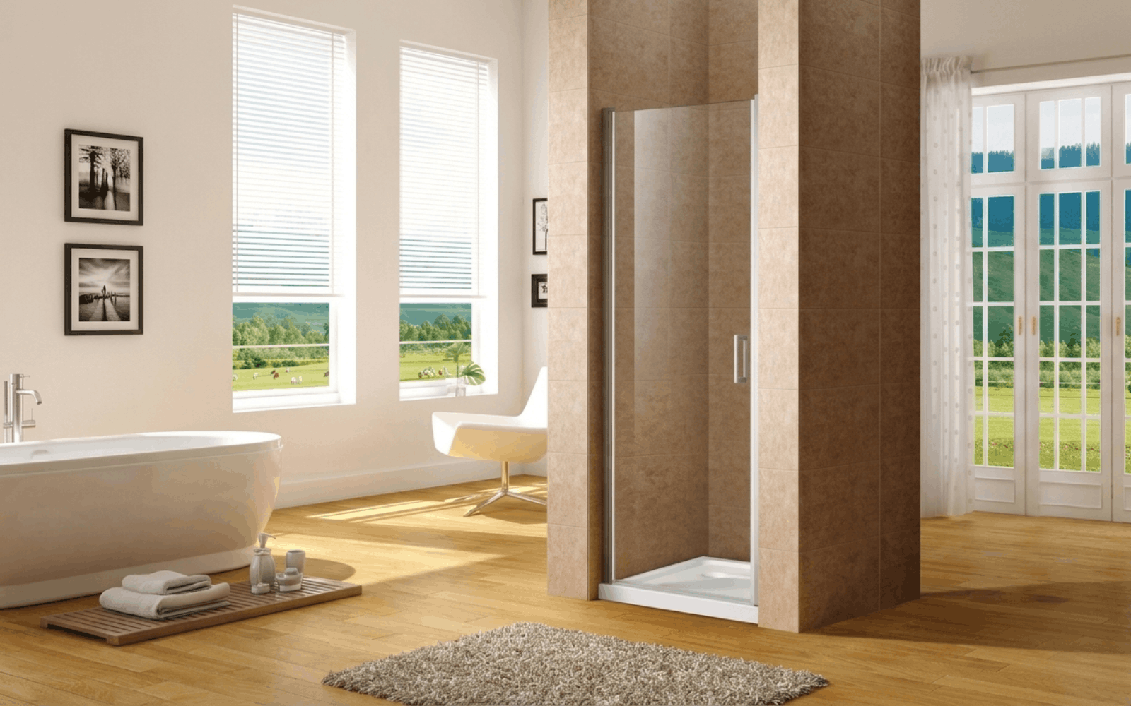 EGER shower enclosure in a bright bathroom