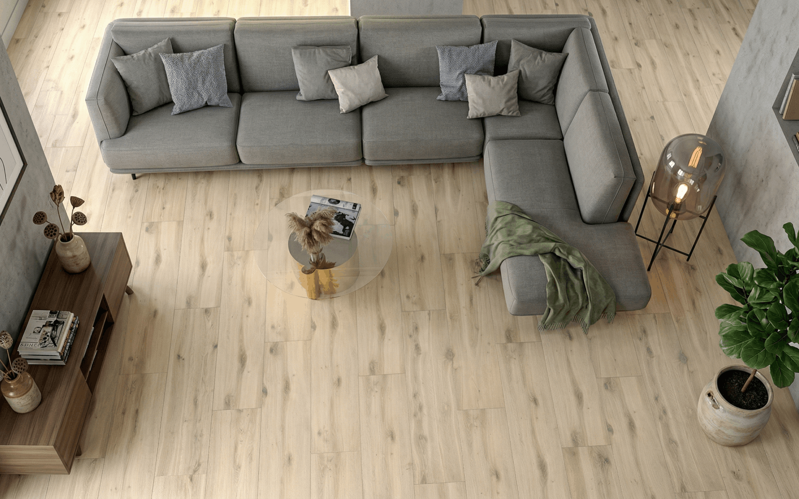 Керамогранит Golden Tile под дерево в гостиной