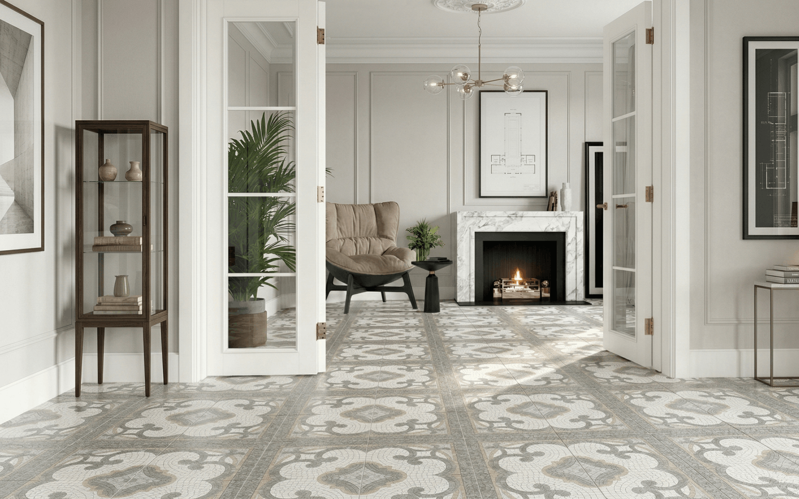 Пол с узором Golden Tile в классическом интерьере