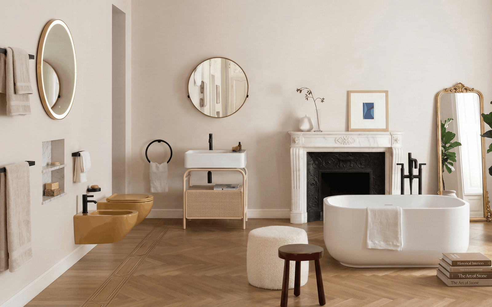 Роскошная ванная комната с цветной сантехникой Cielo