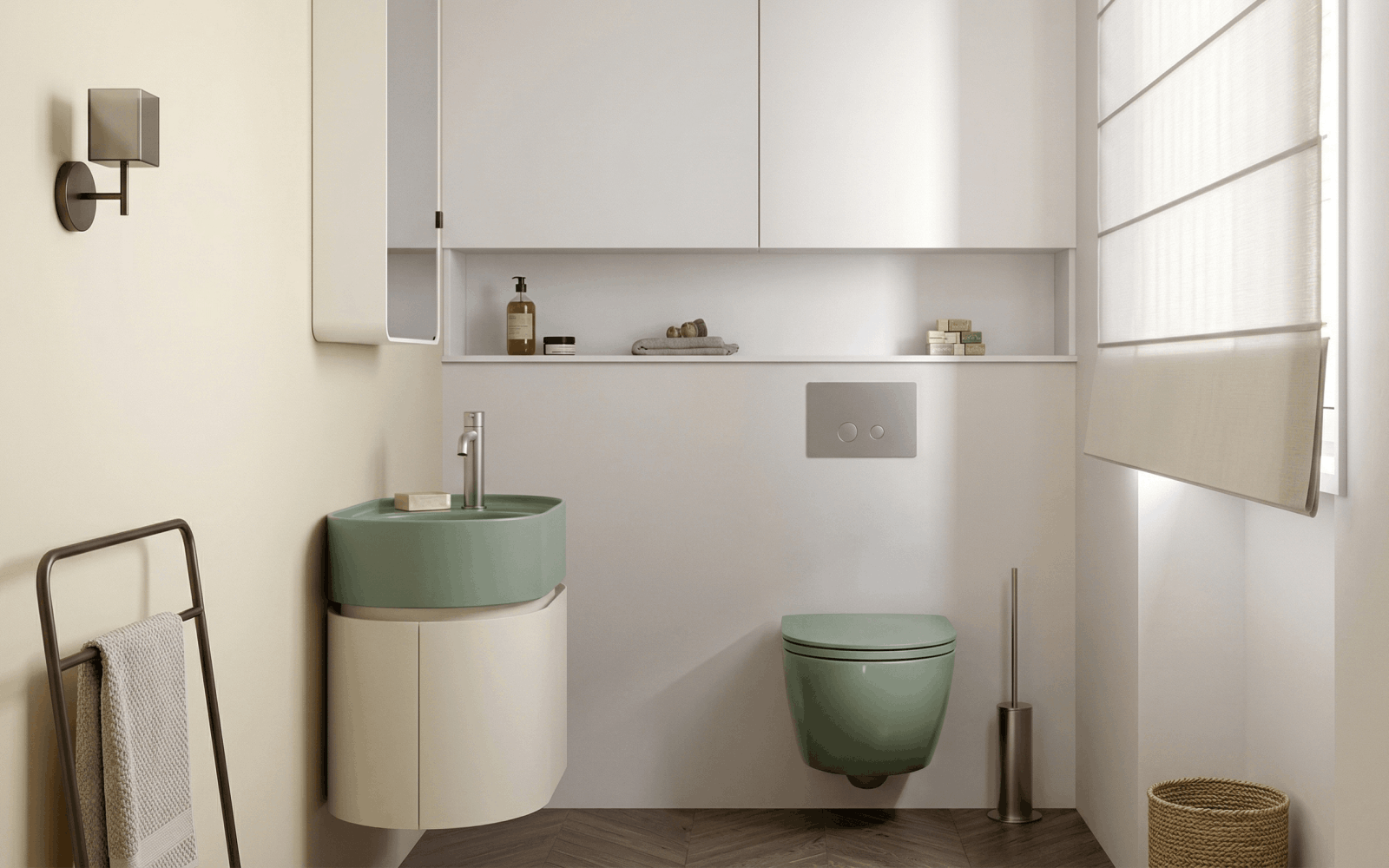 М'ятно-зелений унітаз та раковина NIC Design