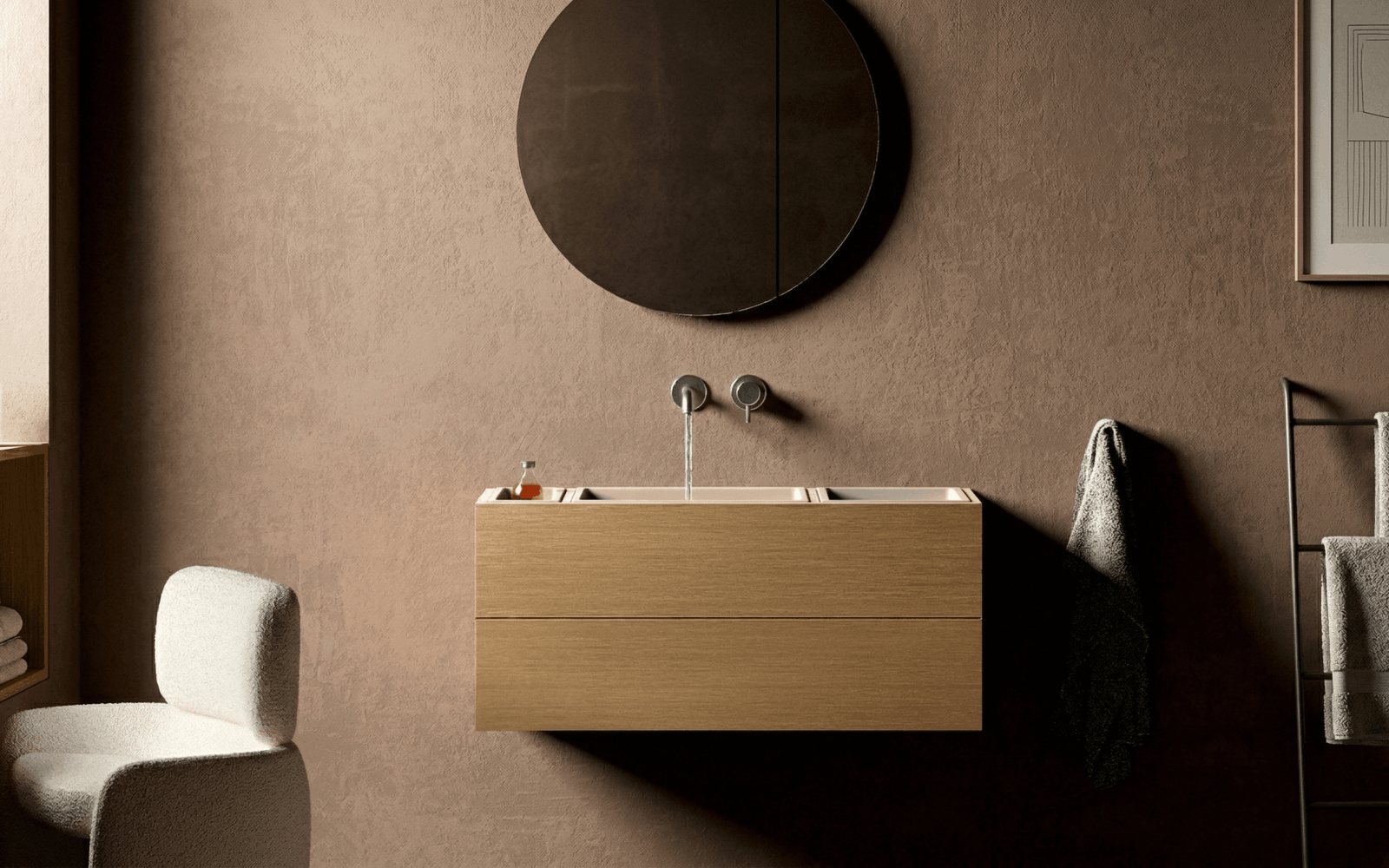 Тепла мінімалістична тумба з раковиною NIC Design