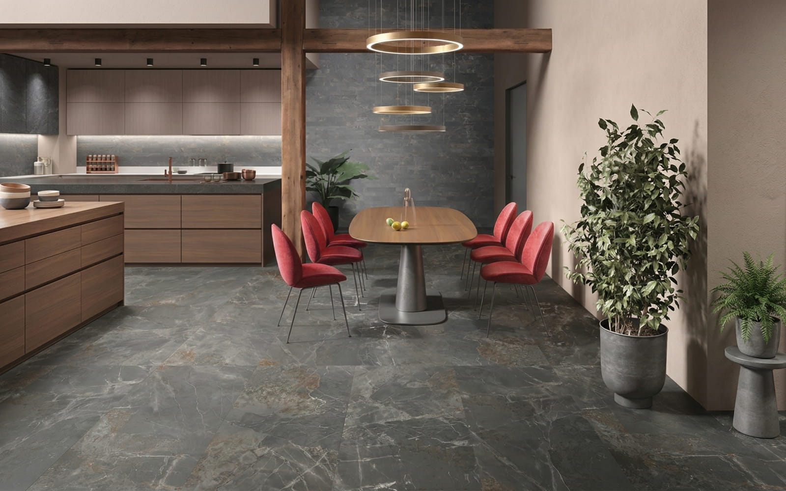 Ванна кімната з сірим керамогранітом під камінь La Fenice