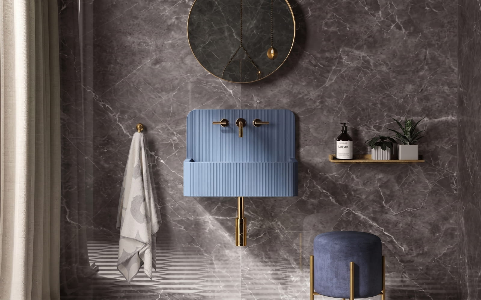Dark grey Pastorelli marble on the wall